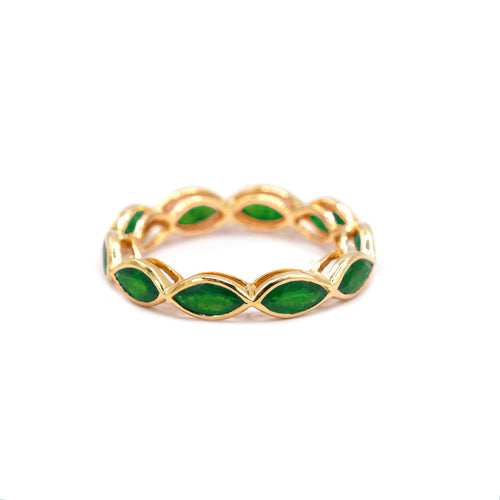 Emerald marquis bezel eternity ring
