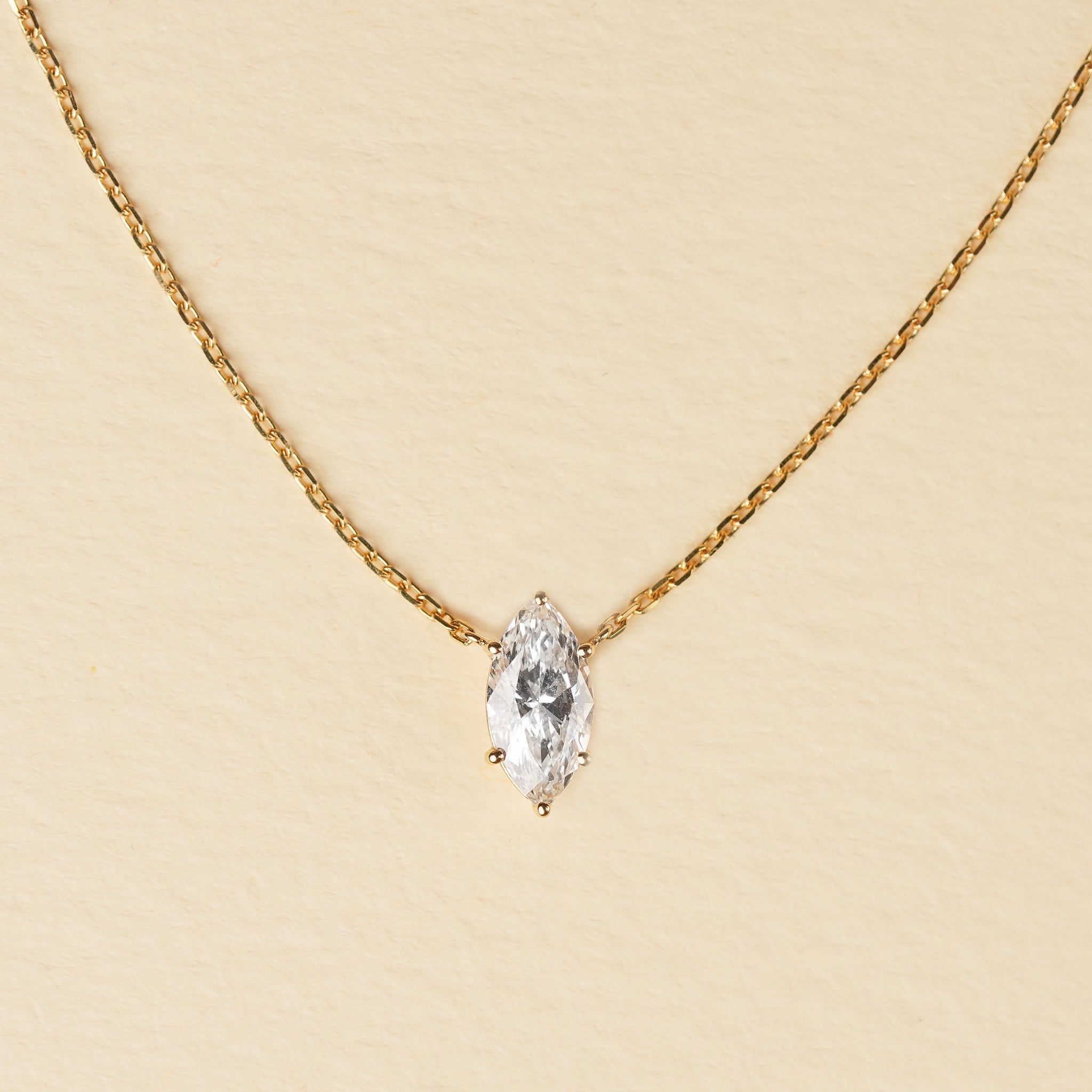 Lab Grown Diamond - Marquise Solitaire Necklace