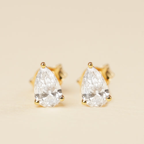 Lab Grown Diamond - Pear Solitaire Studs (Pair)
