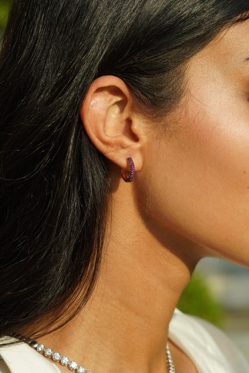 Mini Dome Ruby Hoops
