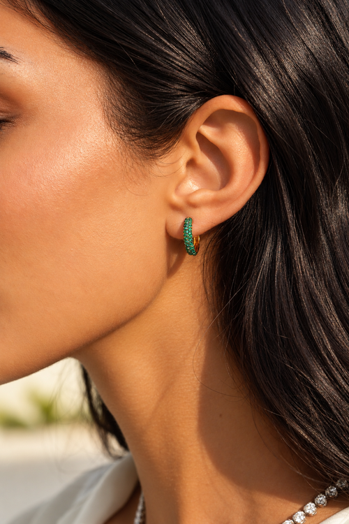 Mini Dome Emerald Hoops
