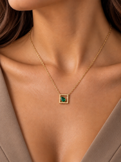 Emerald Pear Frame Necklace