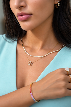 Diamond Arabic Initial Diamond Frame Necklace