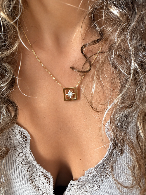 Diamond Starburst Frame Necklace