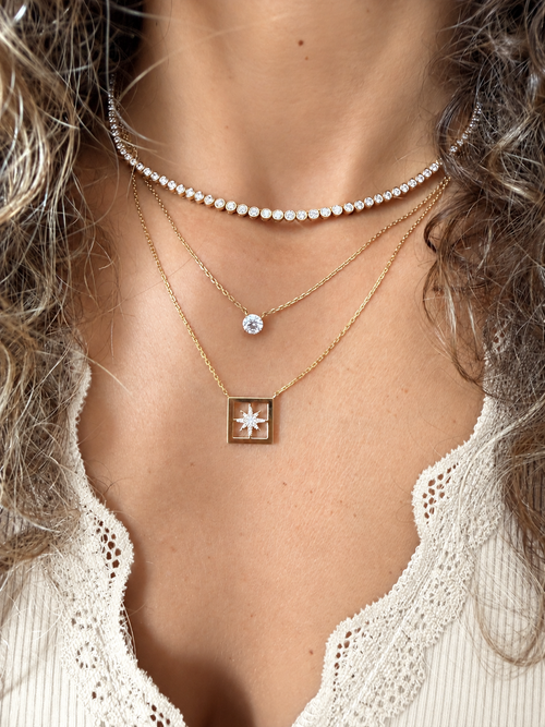 Diamond Starburst Frame Necklace