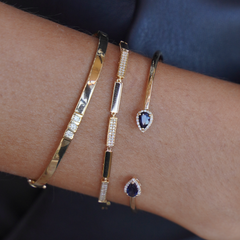 Sapphire Diamond Halo Bangle - Fabula Jewels Store