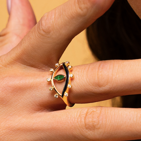 Fabula Gleamora Eye Emerald Ring