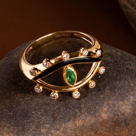 Gleamora Eye Emerald Ring from Fabula Jewels
