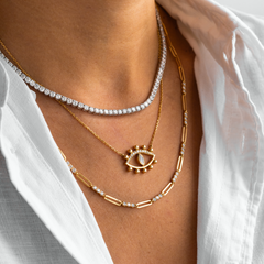 Lab Grown Diamond -Tennis Necklace Tiger Prong - Fabula Jewels