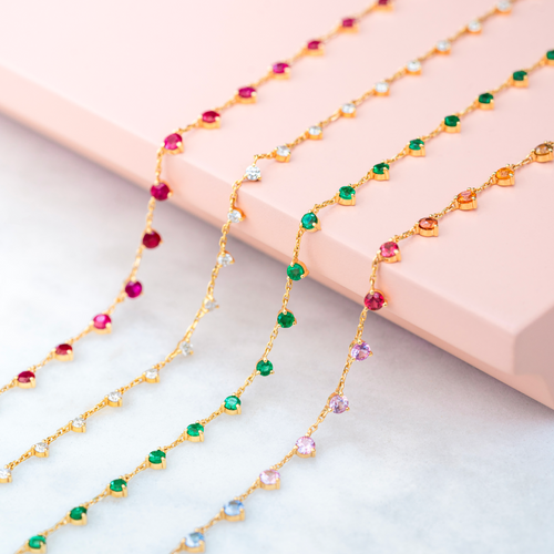 Rainbow Sapphire Confetti Necklace Collection