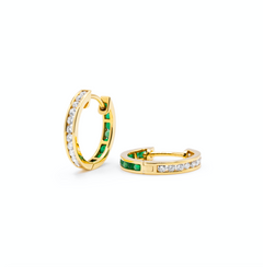 Emerald & Diamond Orbit Hoops (Pair) from Fabula Jewels Store in Dubai