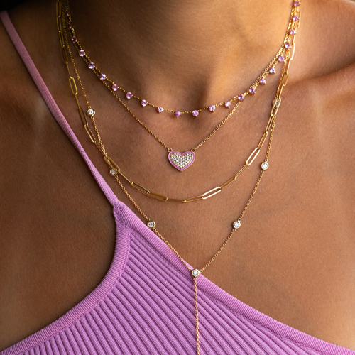 Pink Sapphire Confetti Necklace - Fabula Jewels Store in Dubai