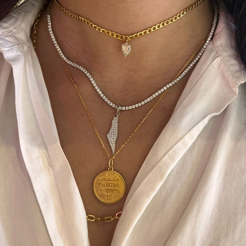 Diamond Palestine Lira Necklace