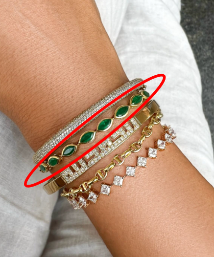 Emerald marquise bezel bracelet.