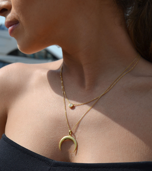 Gold Crescent Necklace from Fabula Jewels
