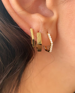 Gold Slim Hexagon Earrings