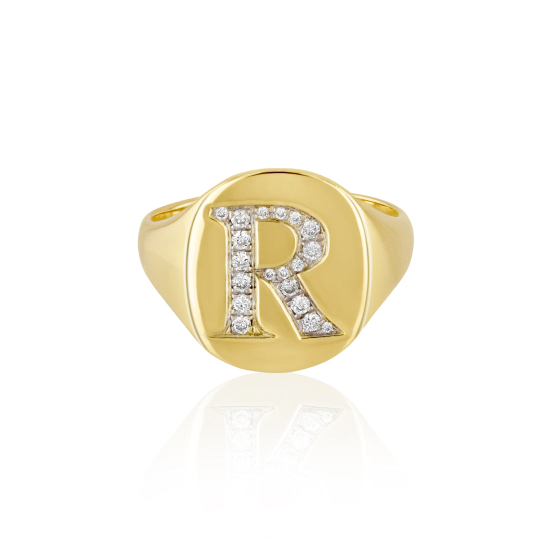 Coin Ring with Diamonds
