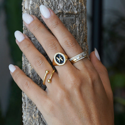 Gold Oval Enamel Ring