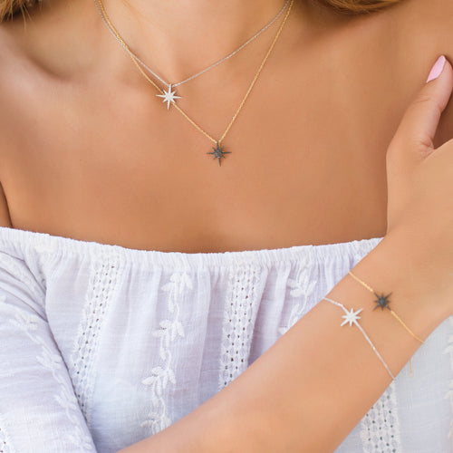 Starburst Necklace- White Diamonds - Fabula Jewels Store in Dubai