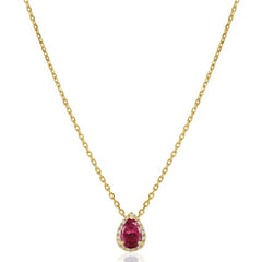 Ruby Diamond Halo Necklace