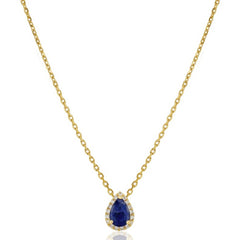 Sapphire Diamond Halo Necklace