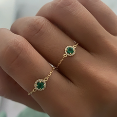 Emerald Diamond Chain Ring - Fabula Jewels Store