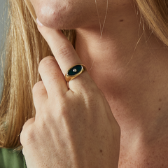 Diamond Enamel Ring - 18k gold