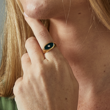 Diamond Enamel Ring - 18k gold