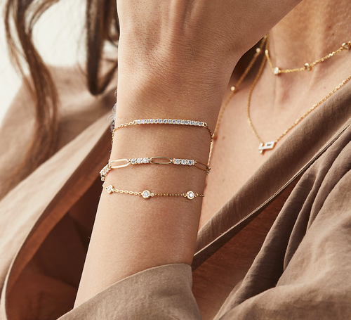 Triple Diamond Paperclip Bracelet - Fabula Jewels