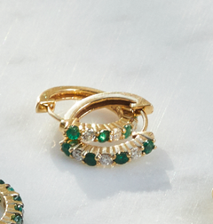 Emerald & Diamond Hoops (pair) from Fabula Jewels Store in Dubai