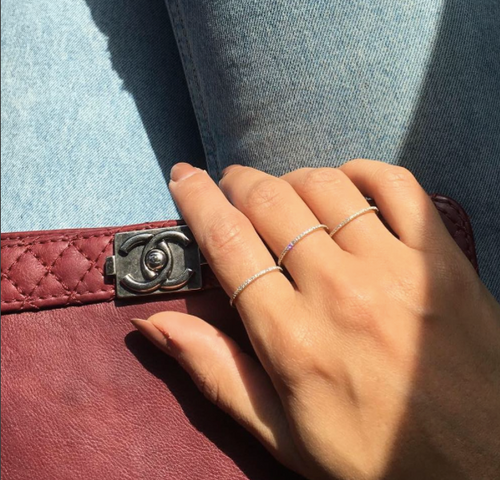 Gold Skinny Ring - White diamonds