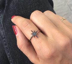 Starburst Ring - Black diamonds - Fabula Jewels