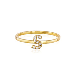 Gold Sparkled initial Ring