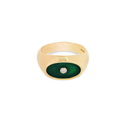 Diamond Enamel Ring - 18k gold