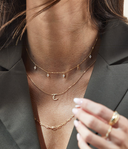 Sparkled Initial Necklace - Fabula Jewels Store