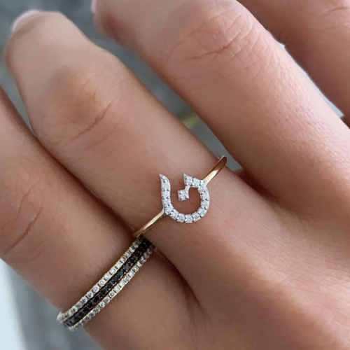 Fabula Sparkled initial Ring