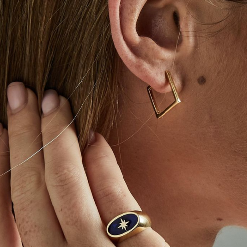 Gold Slim Square Earrings