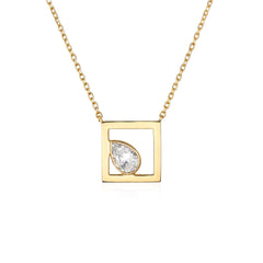 Diamond Pear Frame Necklace - Lab Grown Diamond