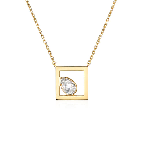 Diamond Pear Frame Necklace - Lab Grown Diamond