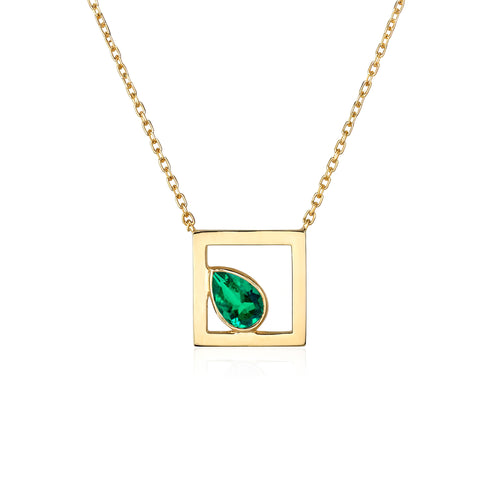 Emerald Pear Frame Necklace