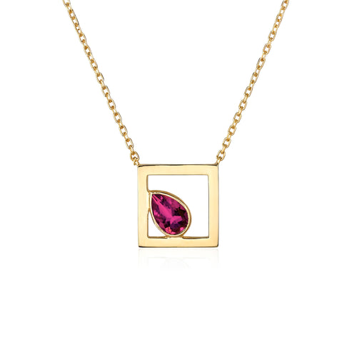 Ruby Pear Frame Necklace