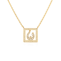 Diamond Arabic Initial Diamond Frame Necklace
