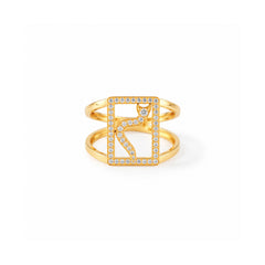 Diamond Arabic Initial Frame Ring