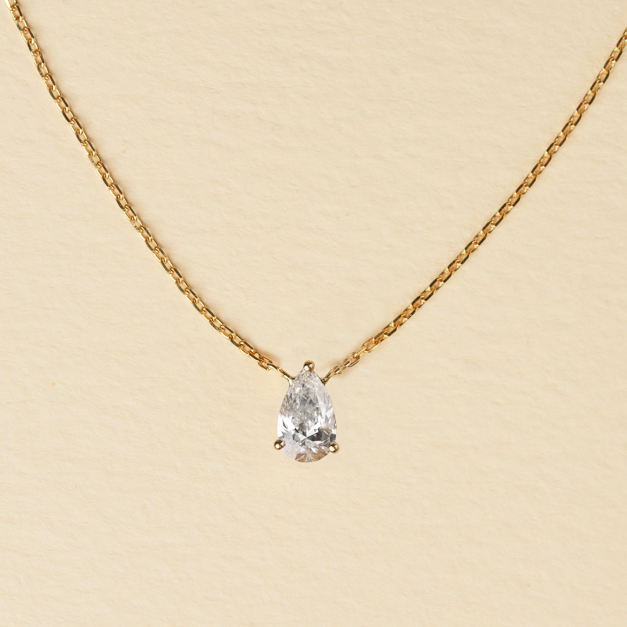 Lab Grown Diamond - Pear Solitaire Necklace