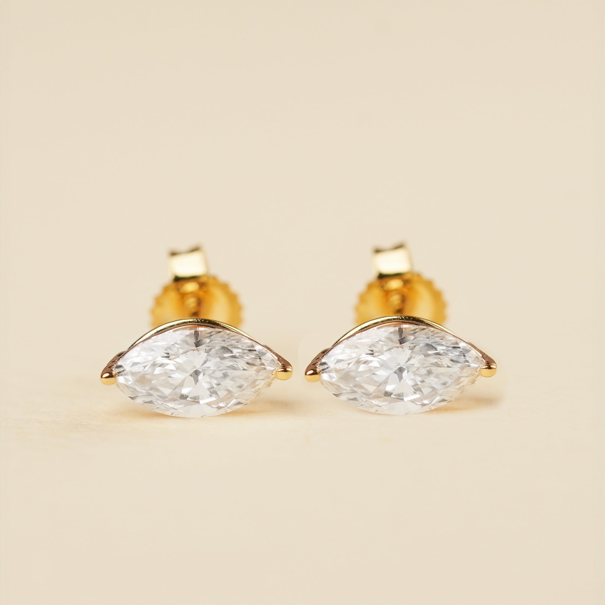 Marquise solitaire Studs (pair) Lab Grown Diamonds.