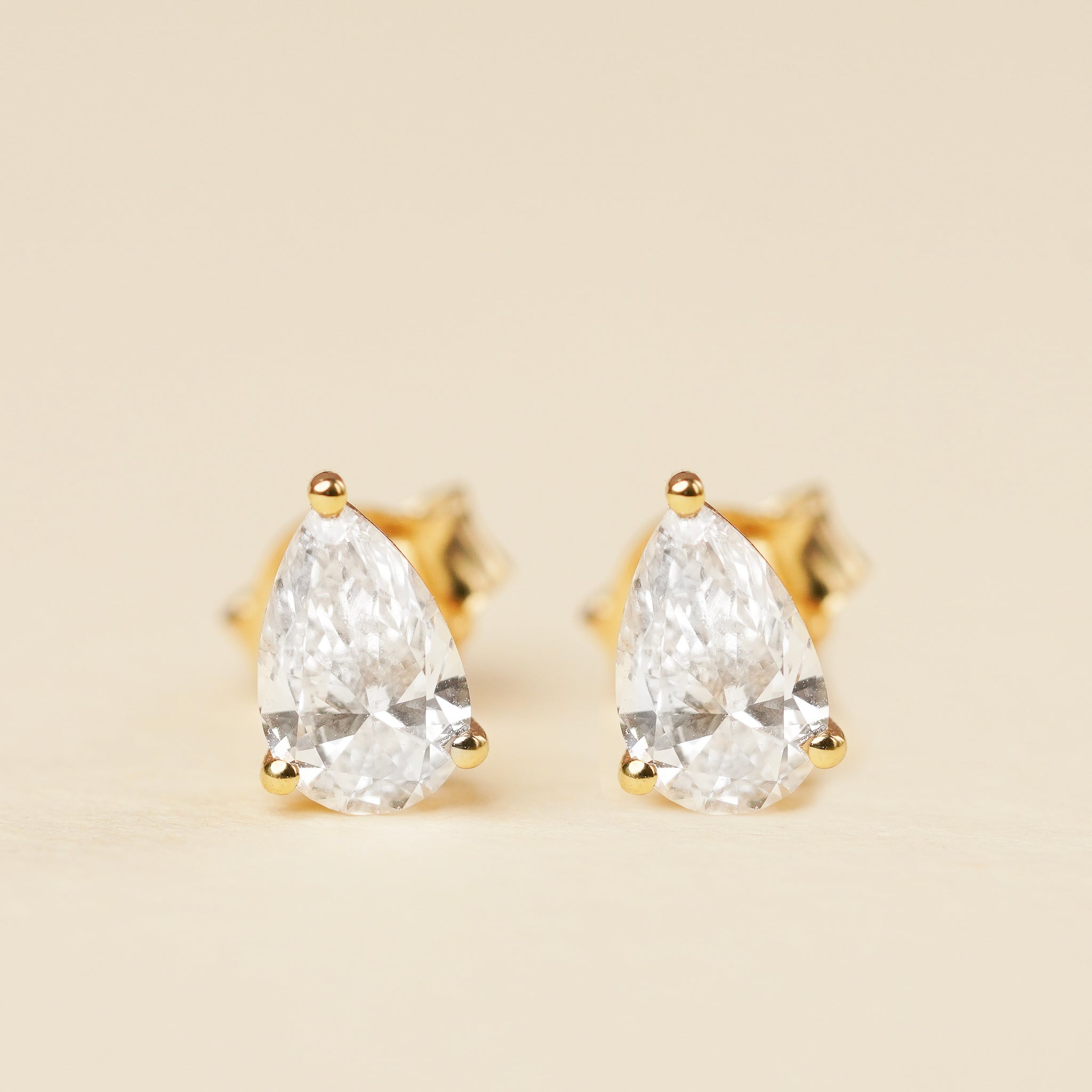 Pear Solitaire Studs (Pair) Lab Grown.