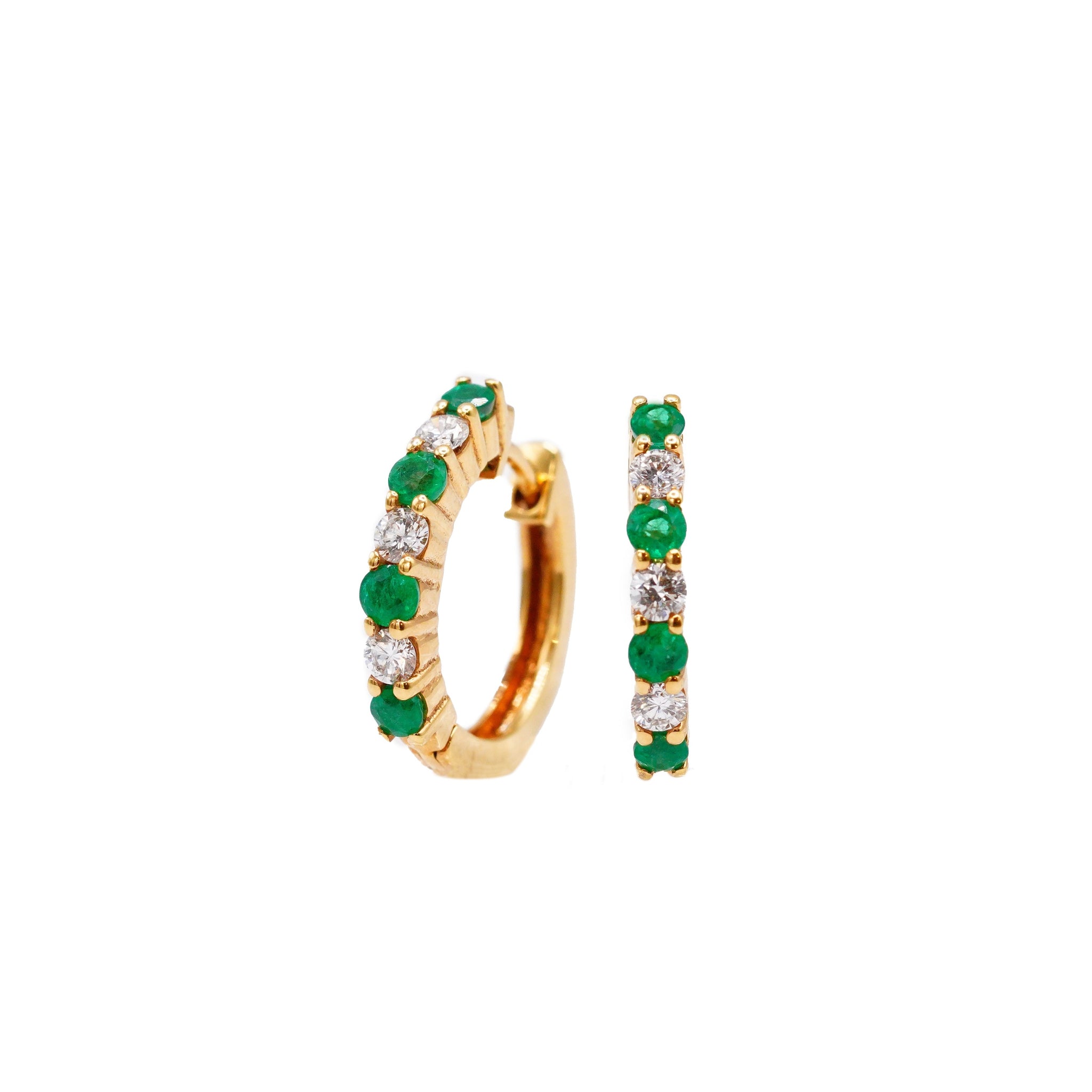 Emerald & Diamond Hoop Earrings