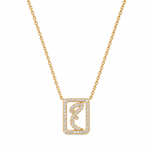Diamond Arabic Letter Diamond Frame Necklace
