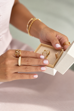 Diamond Arabic Initial Gold Frame Ring
