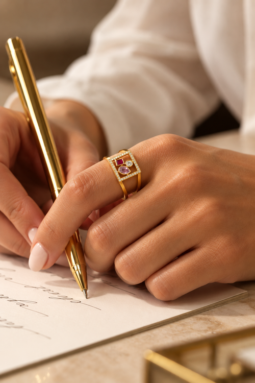 Ruby Diamond Frame Ring